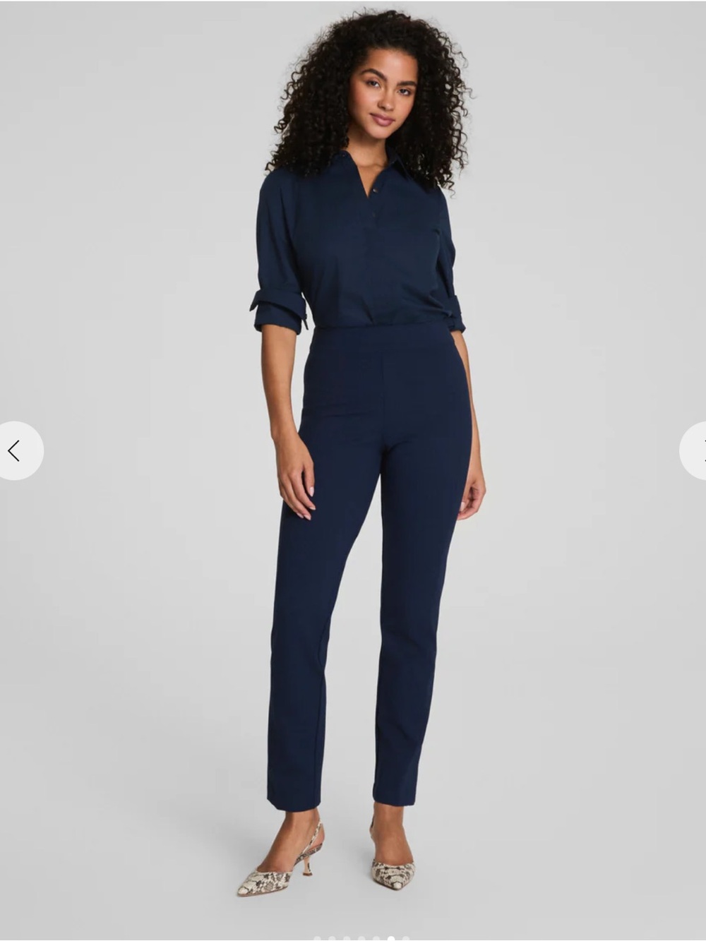 SPANX Navy High-Rise Straight-Leg Trousers